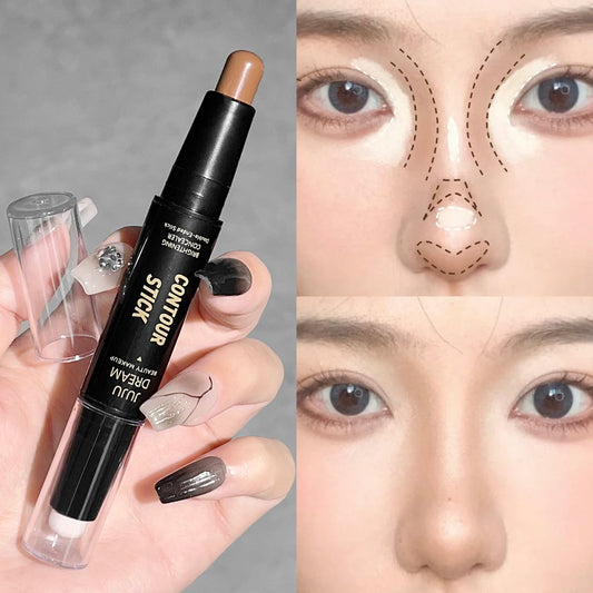 Dual-ended contour stick, facial foundation, concealer, long-lasting