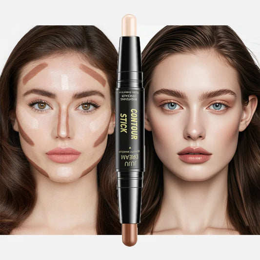 Dual-ended contour stick, facial foundation, concealer, long-lasting