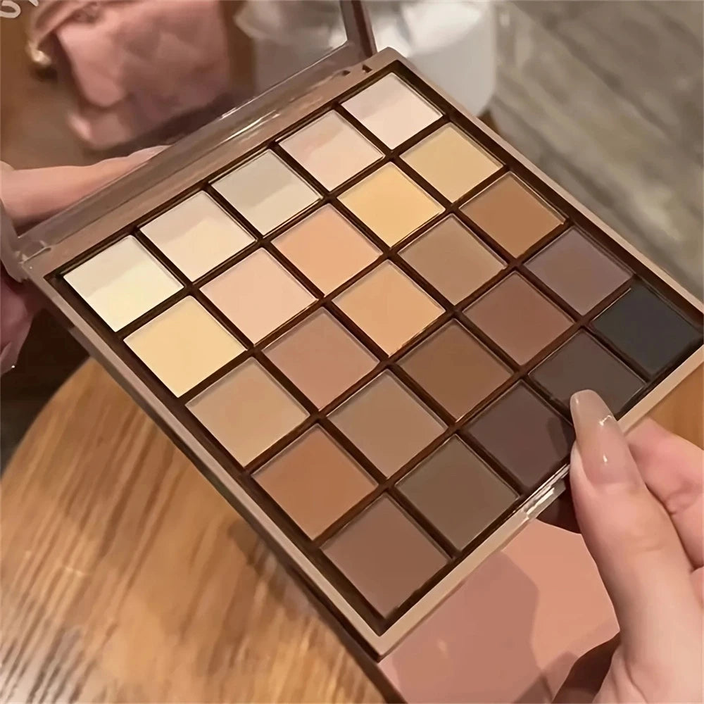 25-Color Eyeshadow Palette - Neutral Gray and Brown Earth Tones, Coffee and Chocolate