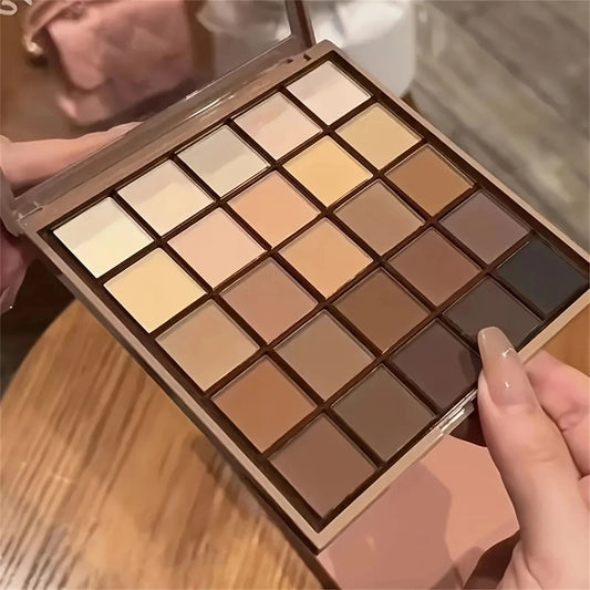 25-Color Eyeshadow Palette - Neutral Gray and Brown Earth Tones, Coffee and Chocolate