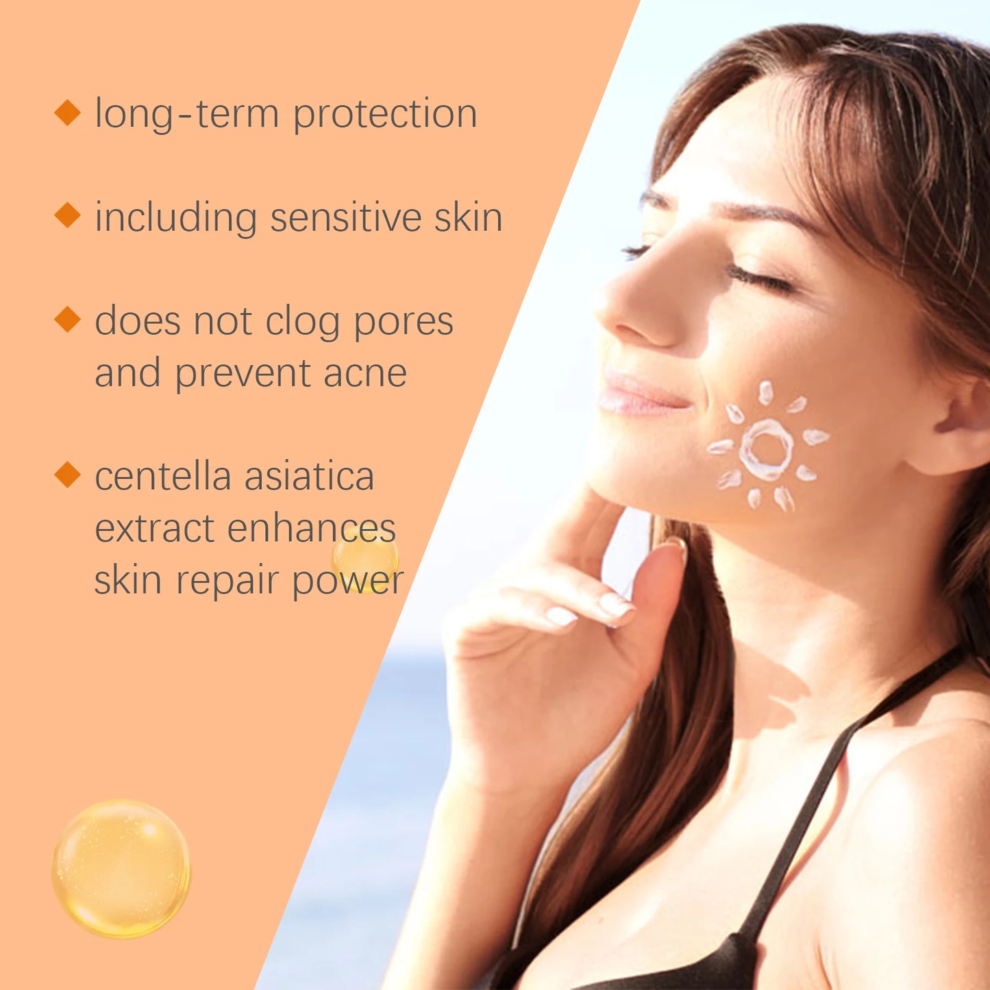 Sunscreen Cream Spf 60+ Long Lasting Uv Protection Facial Sun Block