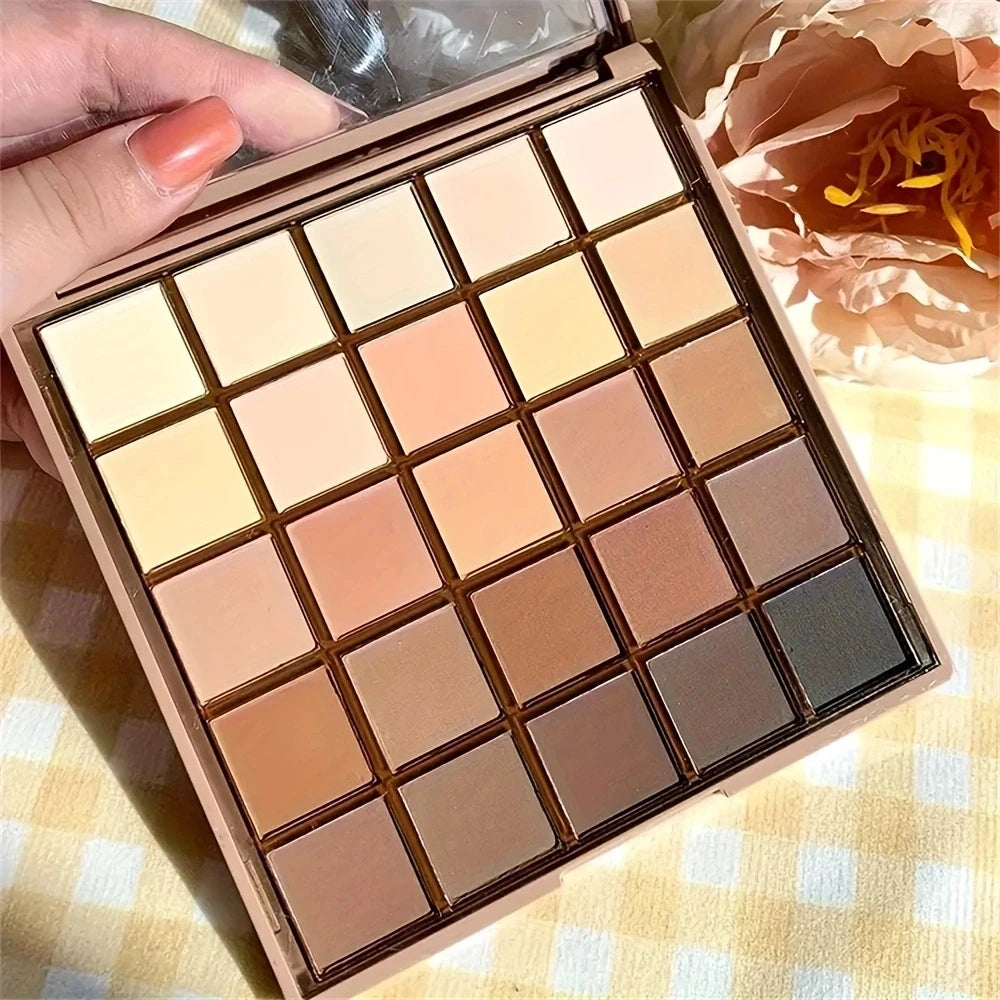 25-Color Eyeshadow Palette - Neutral Gray and Brown Earth Tones, Coffee and Chocolate