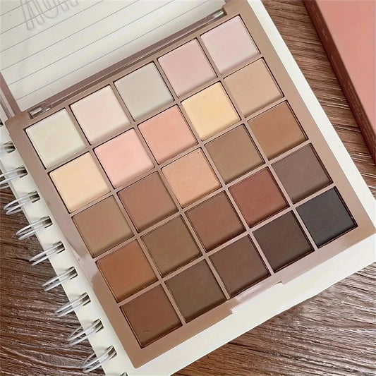 25-Color Eyeshadow Palette - Neutral Gray and Brown Earth Tones, Coffee and Chocolate
