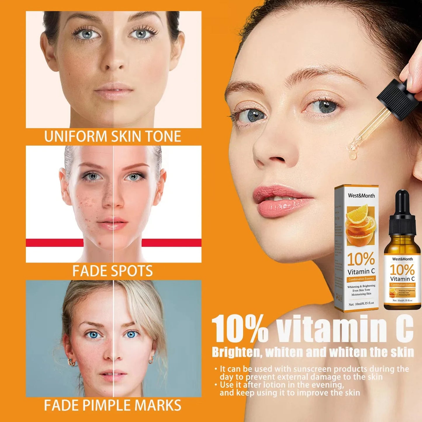 Vitamin C Serum For Face Hyaluronic Acid Lighten Age Black Spots