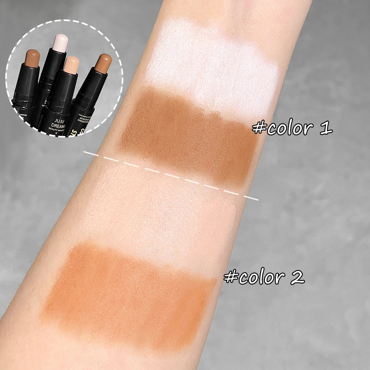 Dual-ended contour stick, facial foundation, concealer, long-lasting
