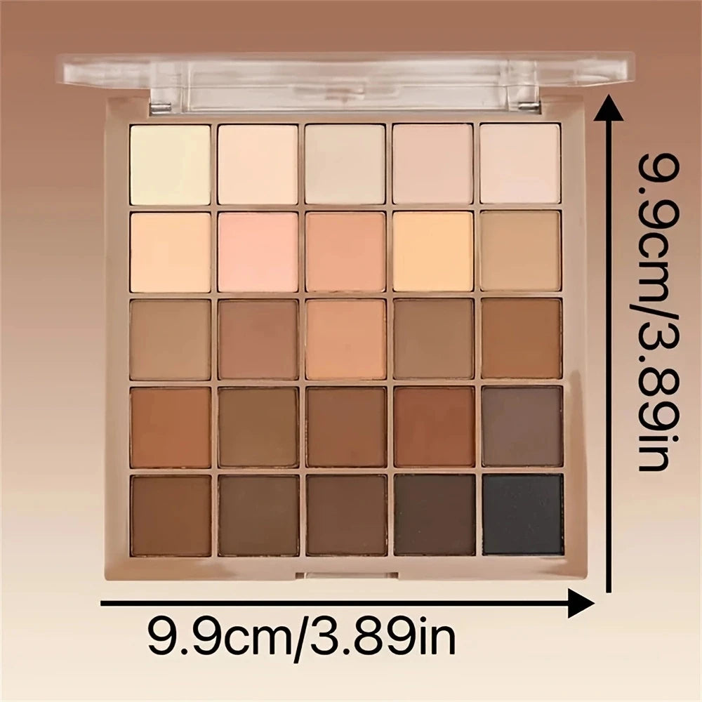 25-Color Eyeshadow Palette - Neutral Gray and Brown Earth Tones, Coffee and Chocolate