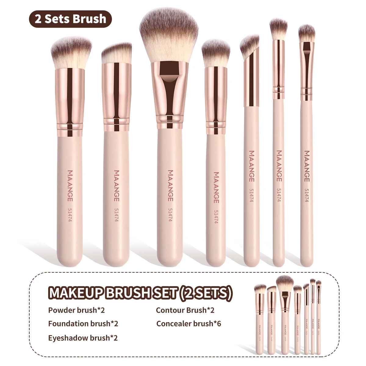 MAANGE 7pcs/set Makeup Brushes for Cosmetic Foundation Powder Concealer Blush Brush